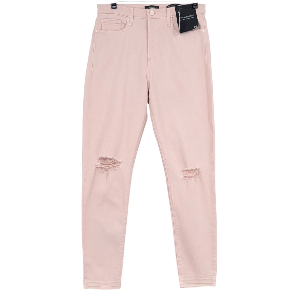 Banana Republic Pale Pink Cropped Distressed Jeans